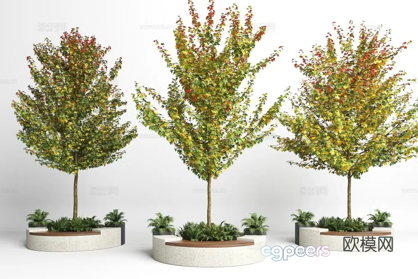 Modern landscape seats Landscape tree pool stool 3D model