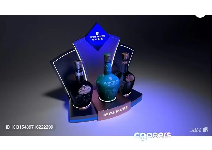 Three Bottles Of Liquor 3D Model – 9430 – VRAY Render