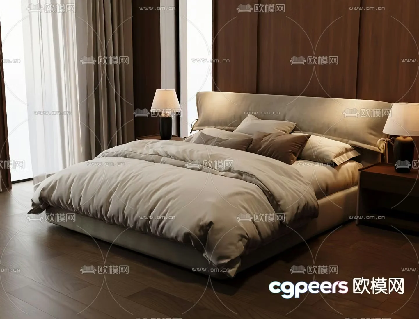 Italian double bed 3d model