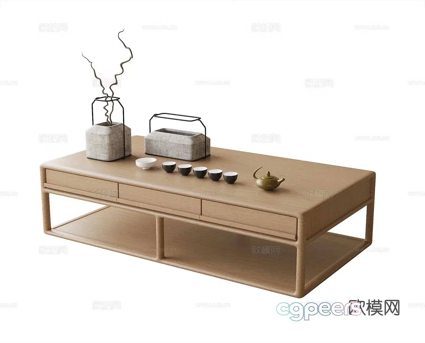 Japanese coffee table solid wood coffee table 3d model