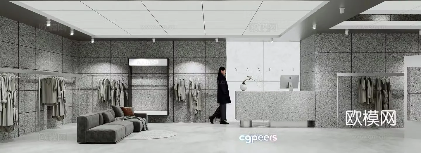 Modern minimalist women’s clothing store Clothing exhibition hall live room Clothing door facade Clothing clothing 3d model