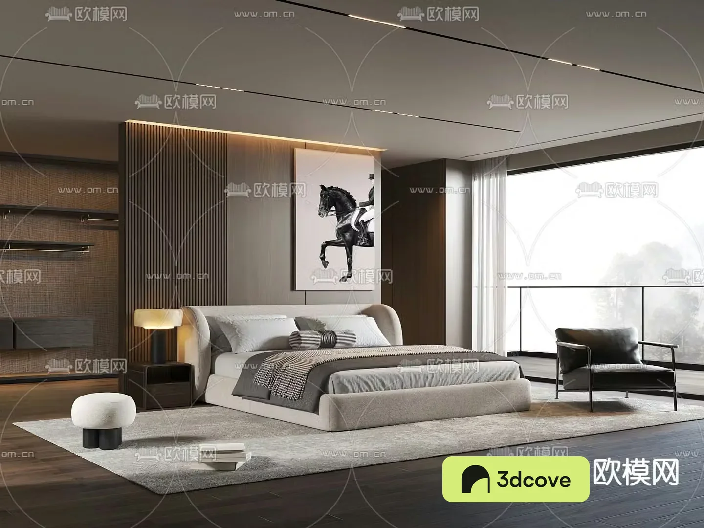 Modern double bed bedroom