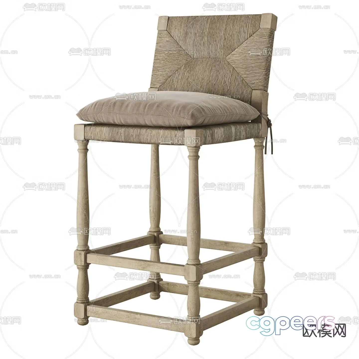 Medieval style bar chair bar stool high stool 3D model