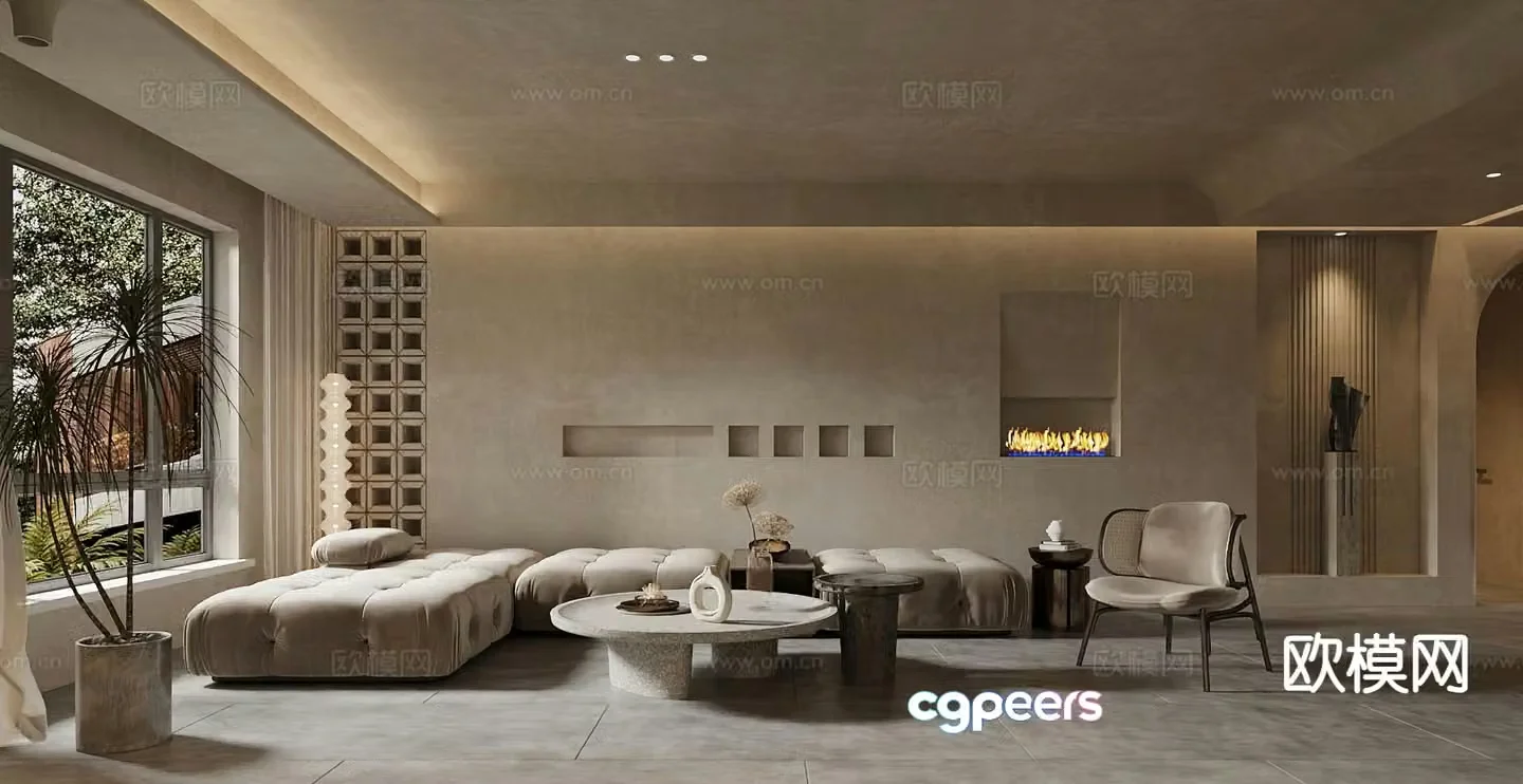 Wabi-sabi living room 3d model