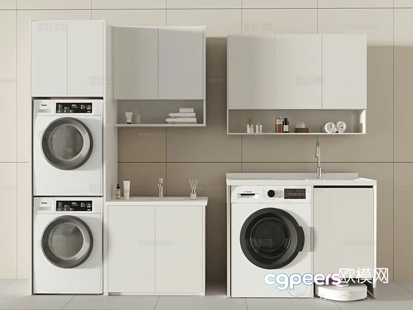 Modern washing machine cabinet balcony cabinet 3d model