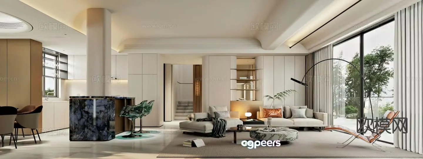 Light luxury living room 3D model