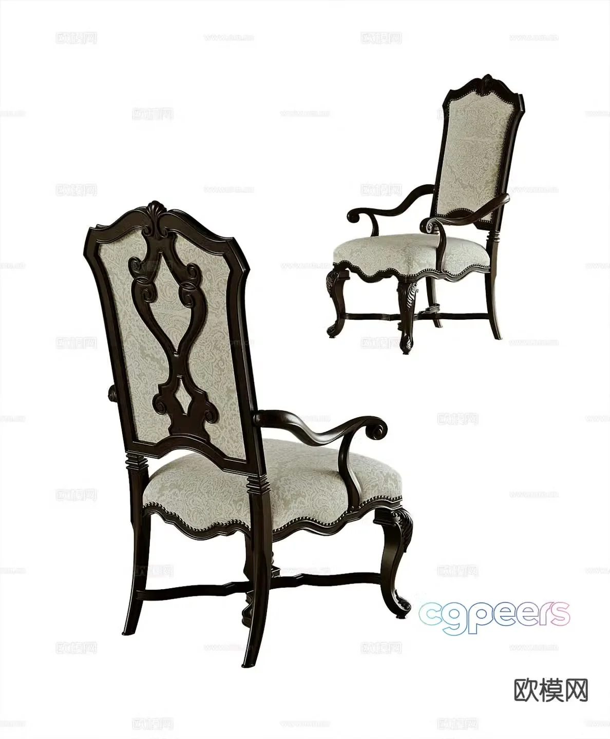 American chair armchair dining chair 3d model