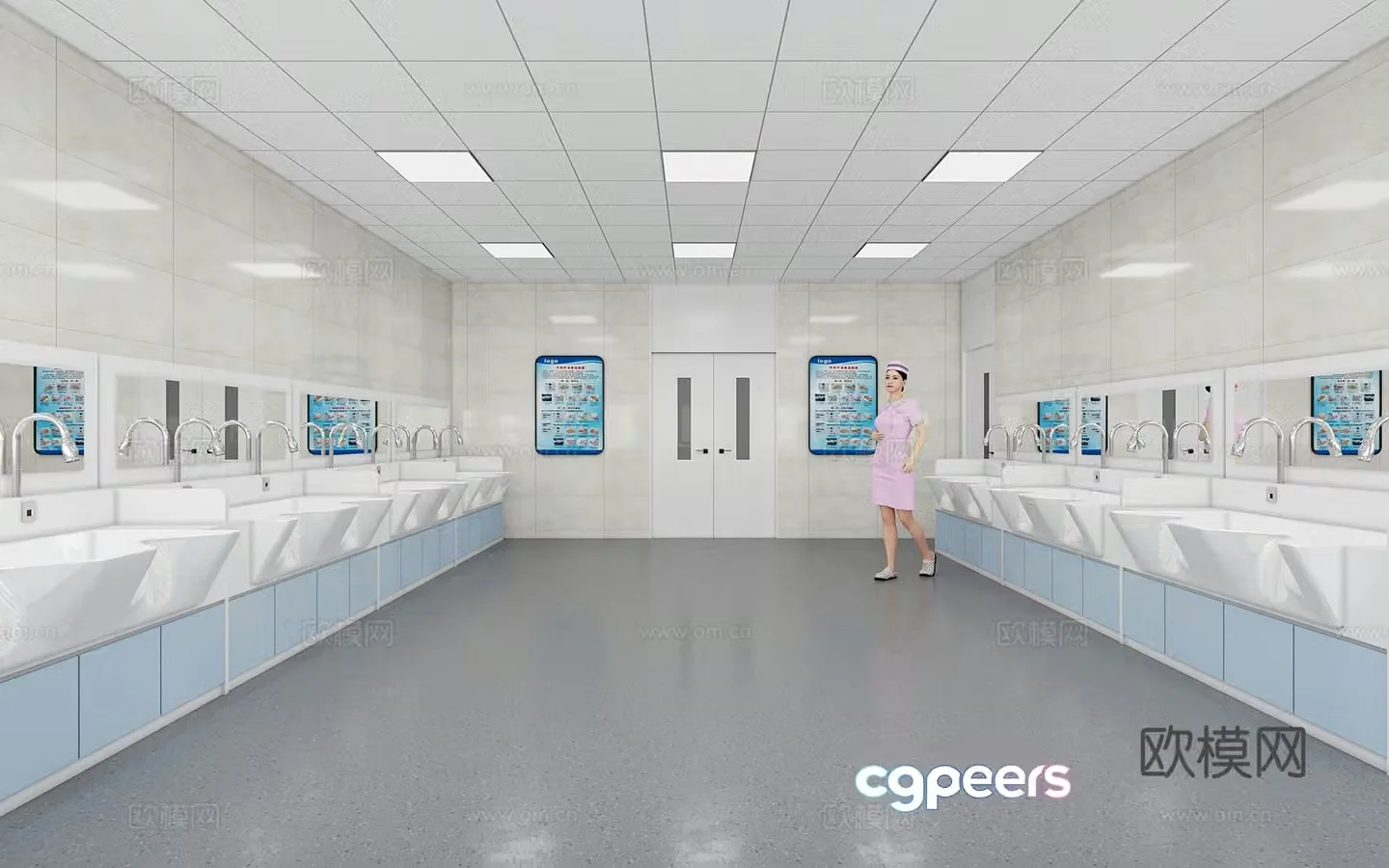 Modern operating room brush hand room locker room 3d model