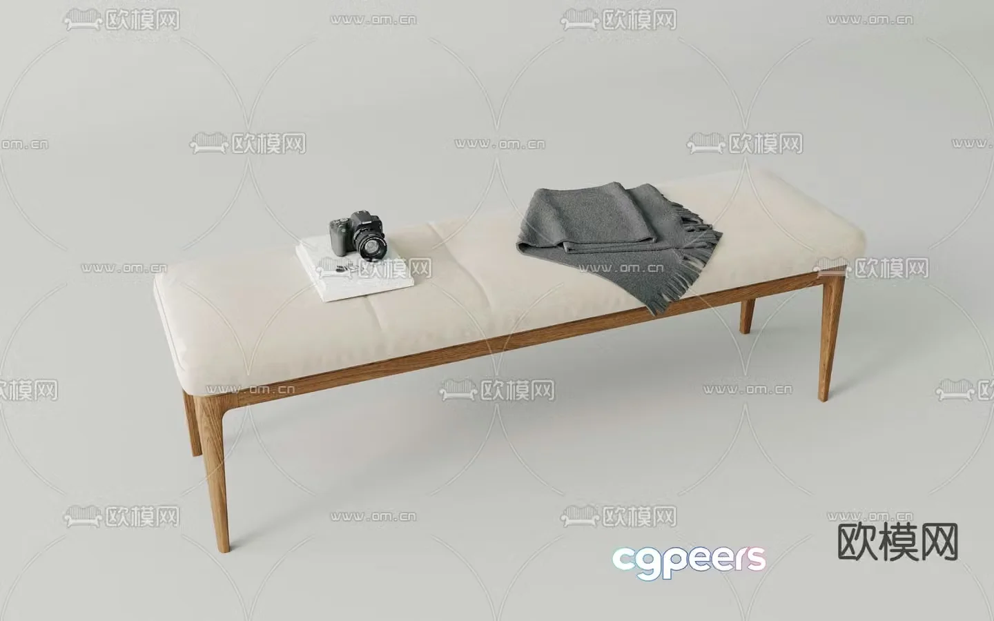 Shoe changing stool bed end stool footrest 3D model