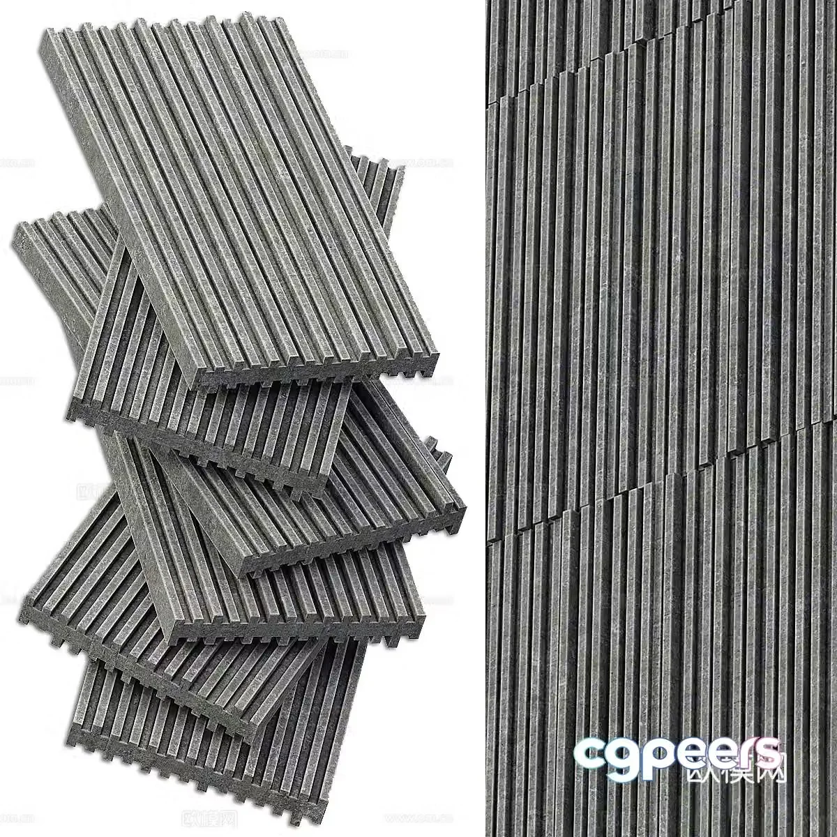 New Chinese style wall tiles washing stone 3D model