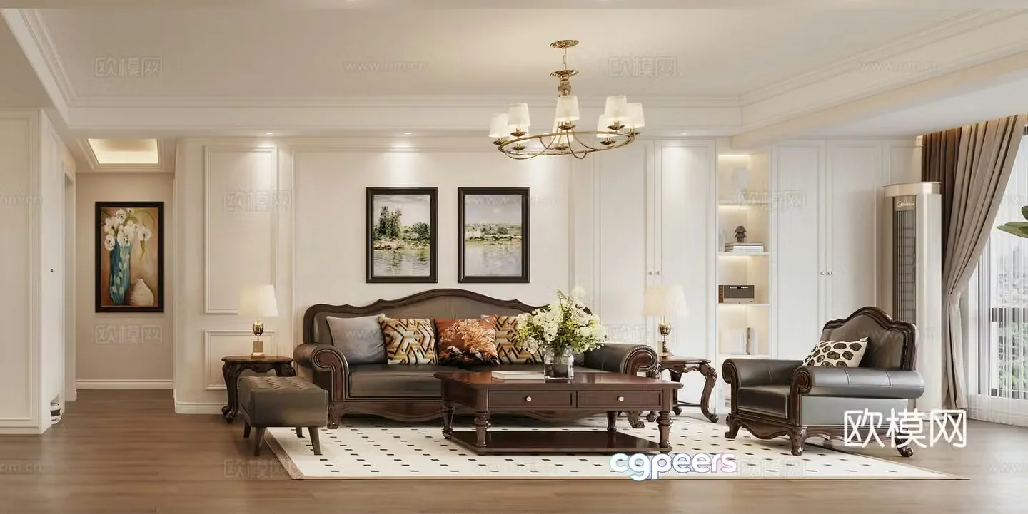 American living and dining room 3D model