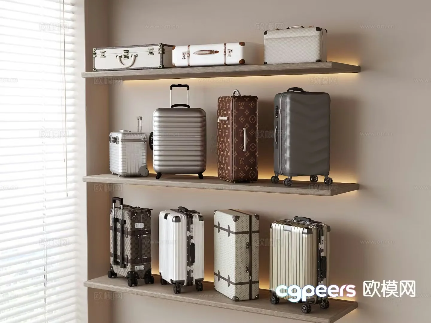Modern luggage trolley suitcase 3d model