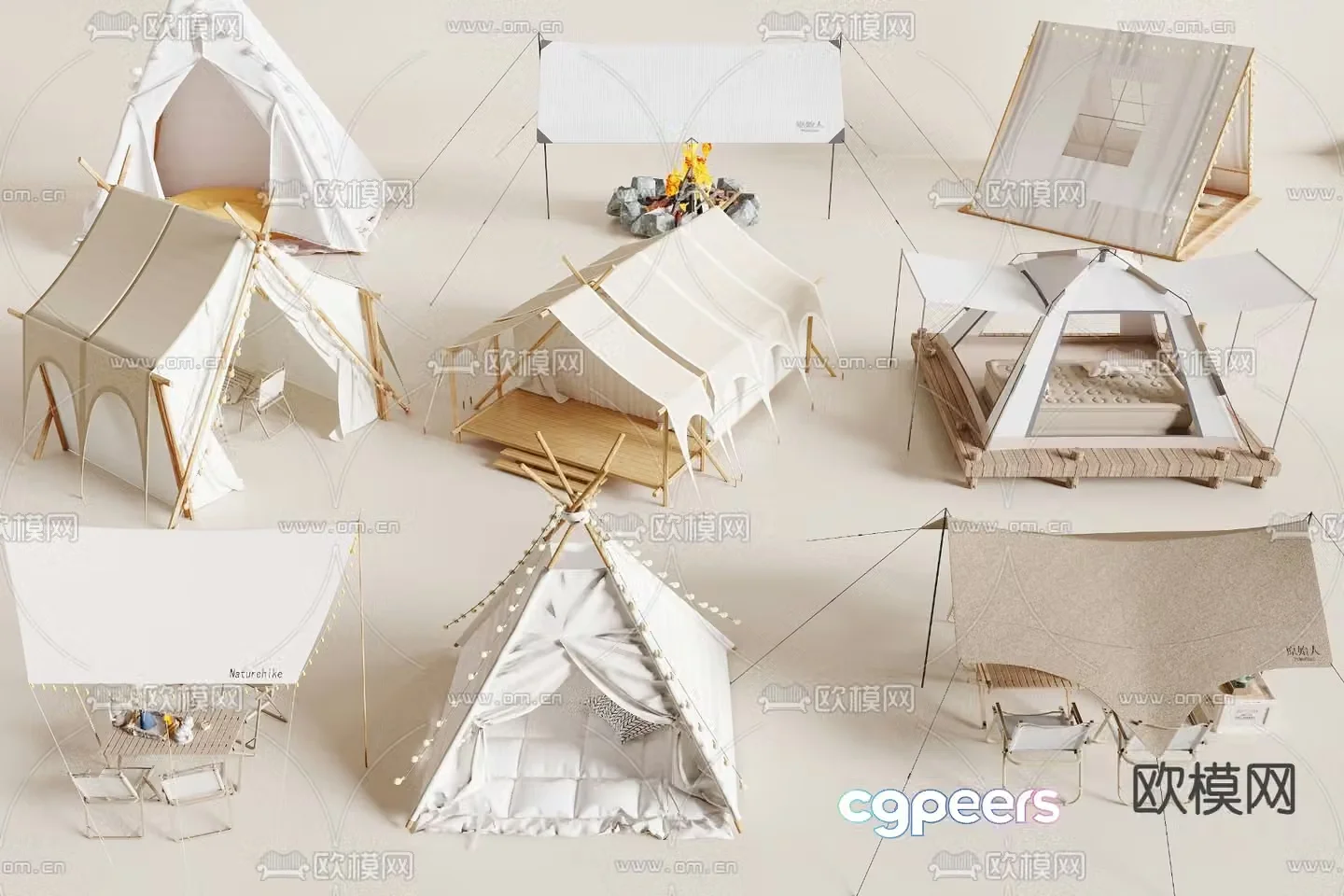 Camping tent camping canopy 3d model
