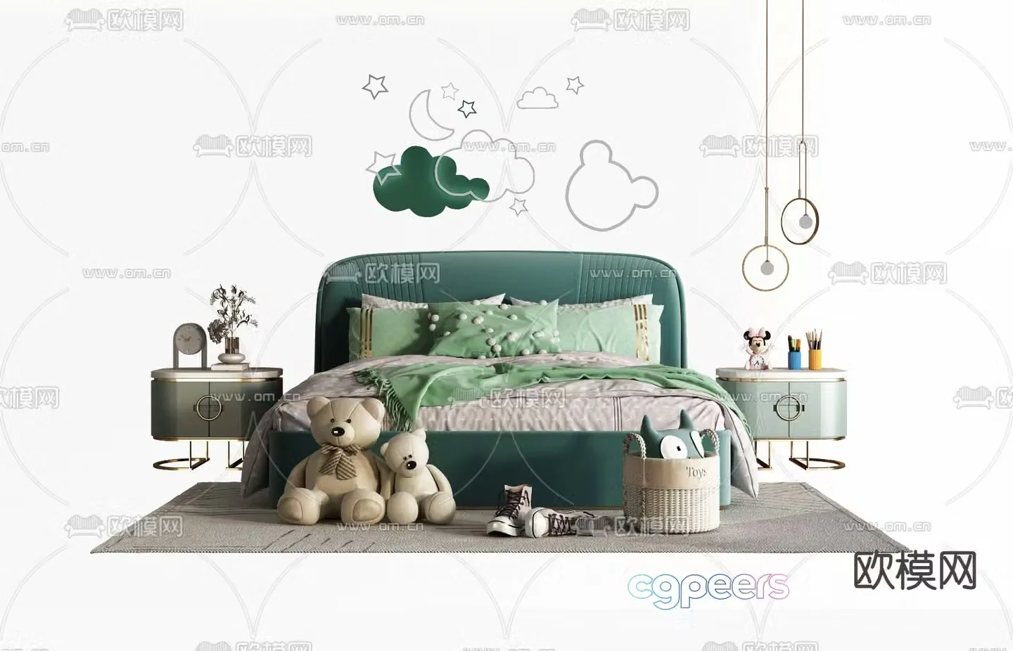 Modern flannel children’s bed 3d model