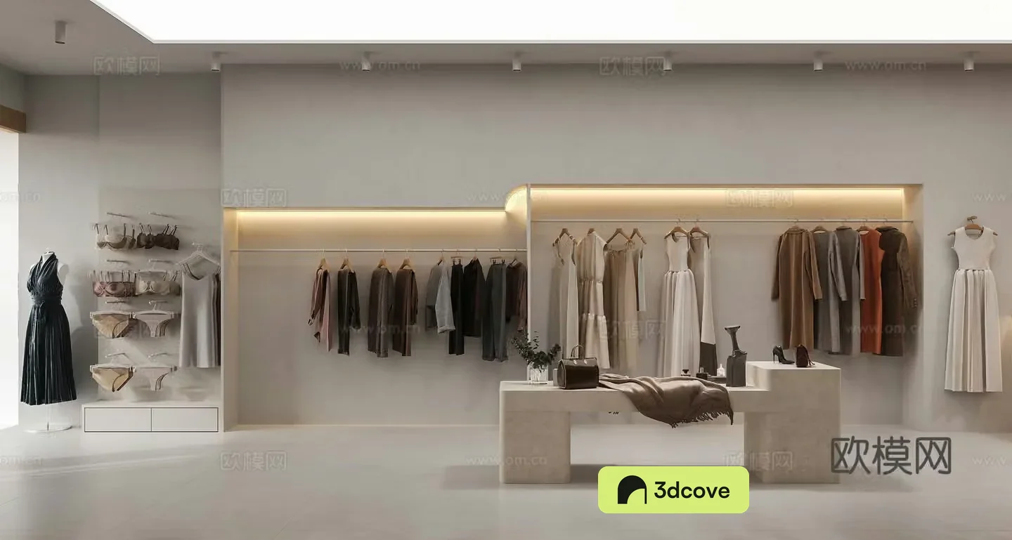 Modern clothing store locker room women clothing store clothes bag skirt simple