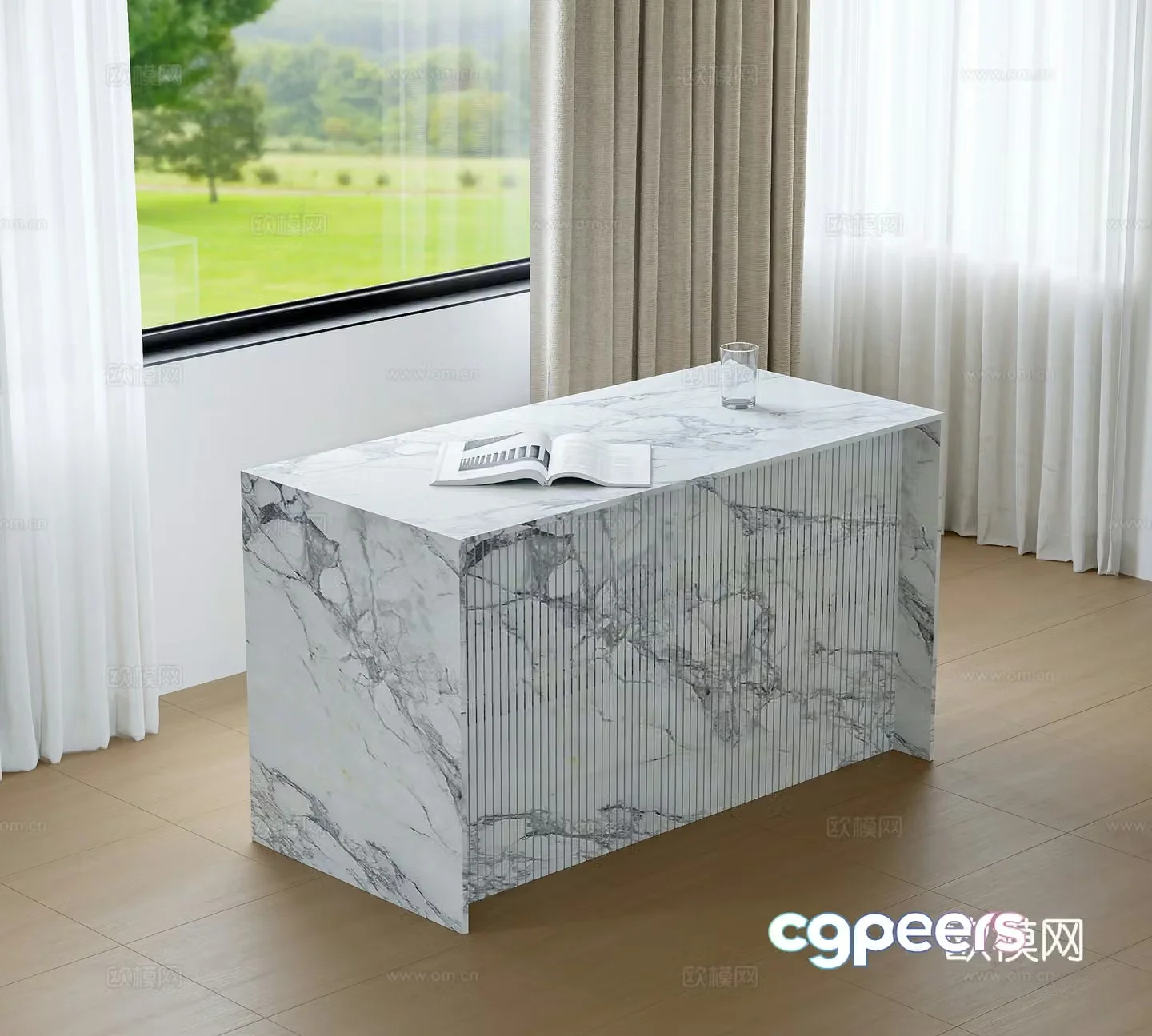 Modern marble island 3d model