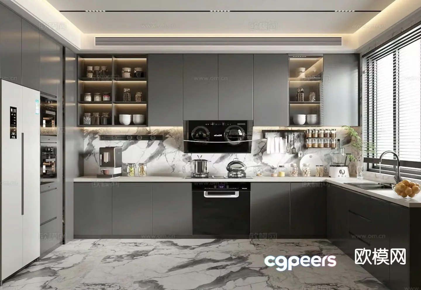 modern kitchen cabinet 3d model