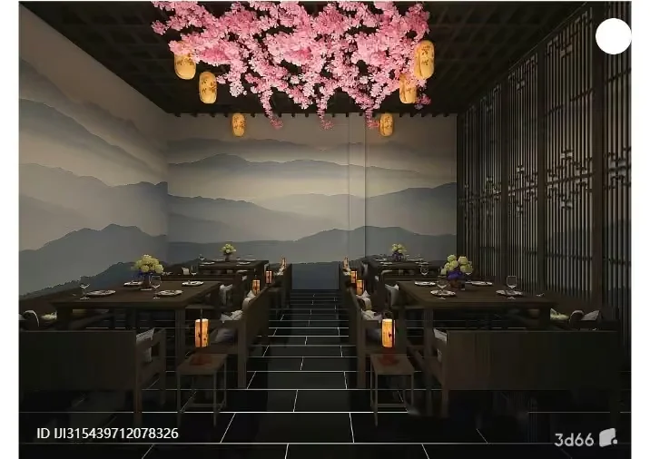 Dining Room With Asian-Inspired Decor 3D Model – 3680 – VRAY Render