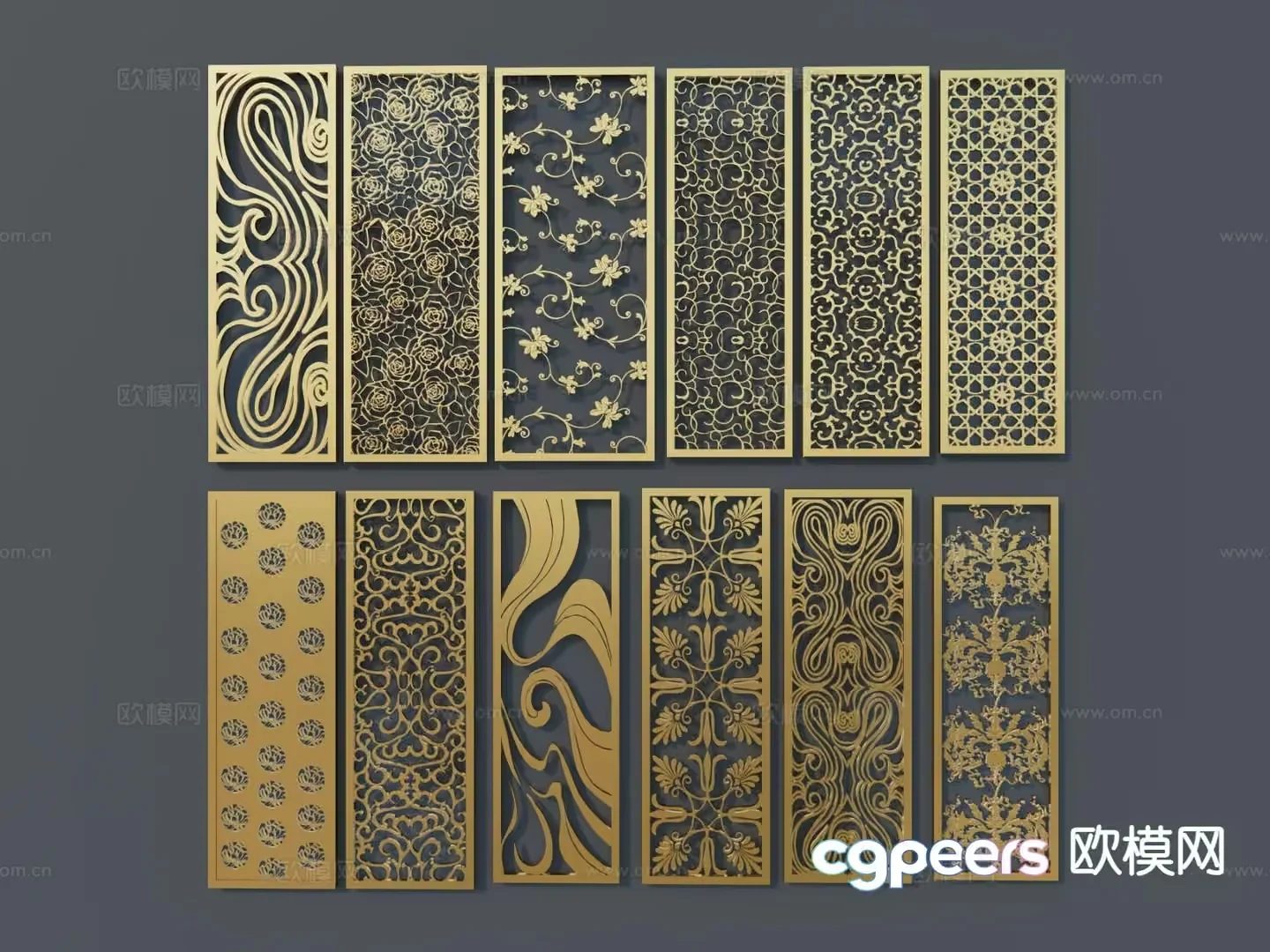 Gold Decorative Panels 3D Model – 4311 – VRAY Render