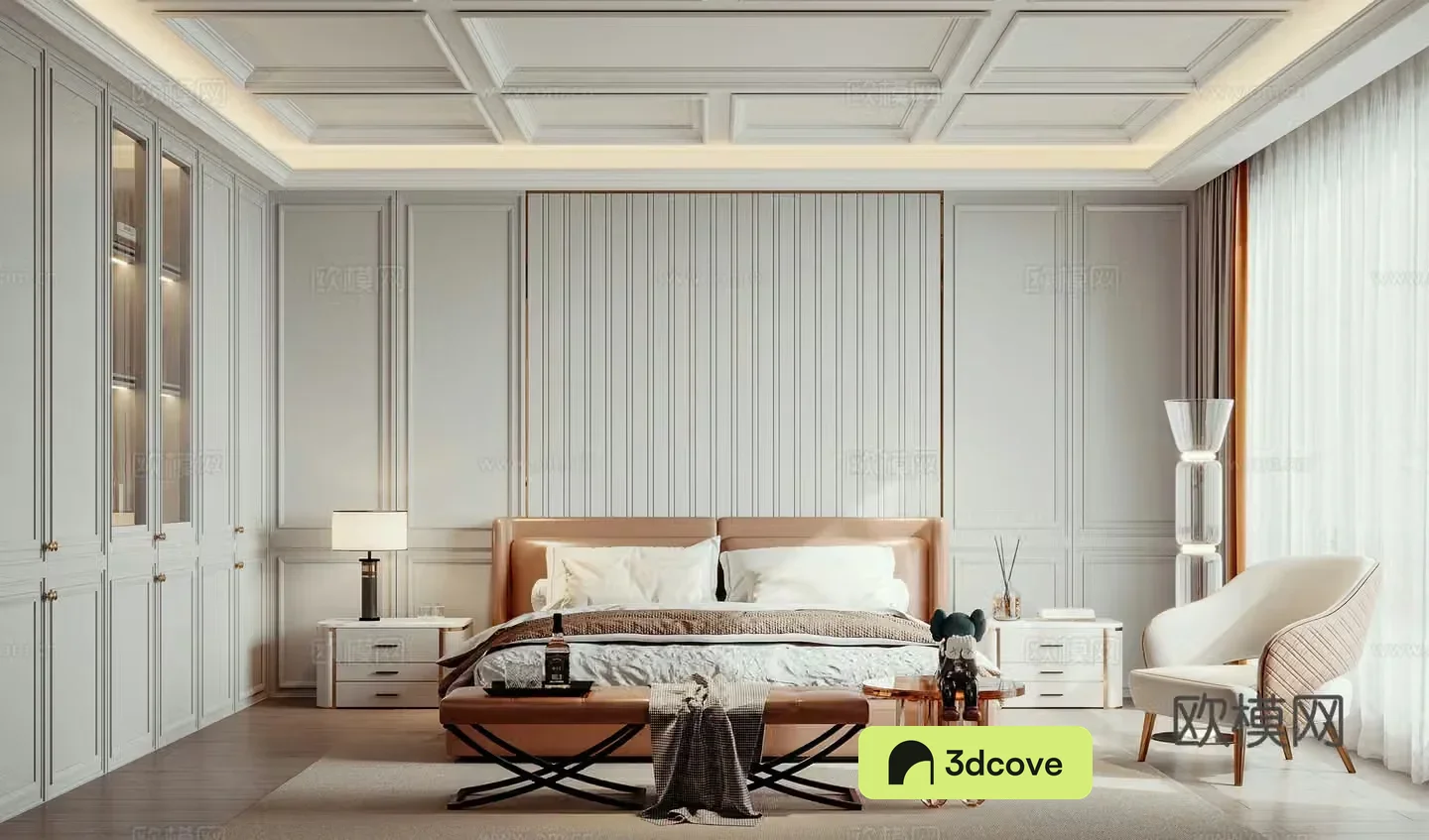 Simplified European home bedroom