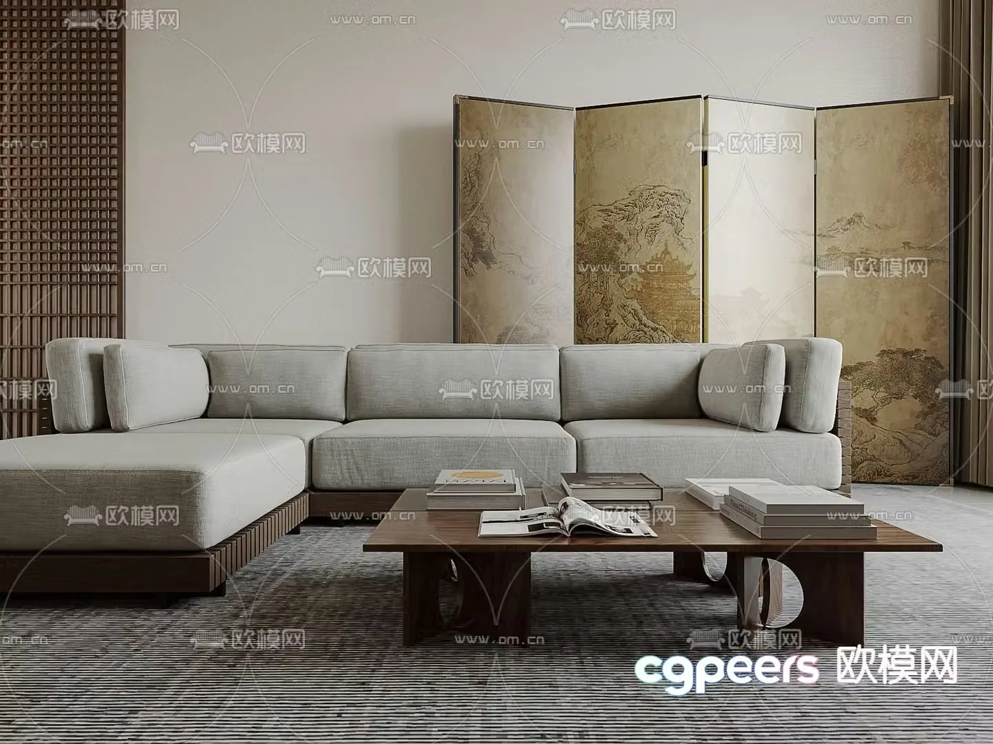 Corner sofa multi-person sofa 3d model