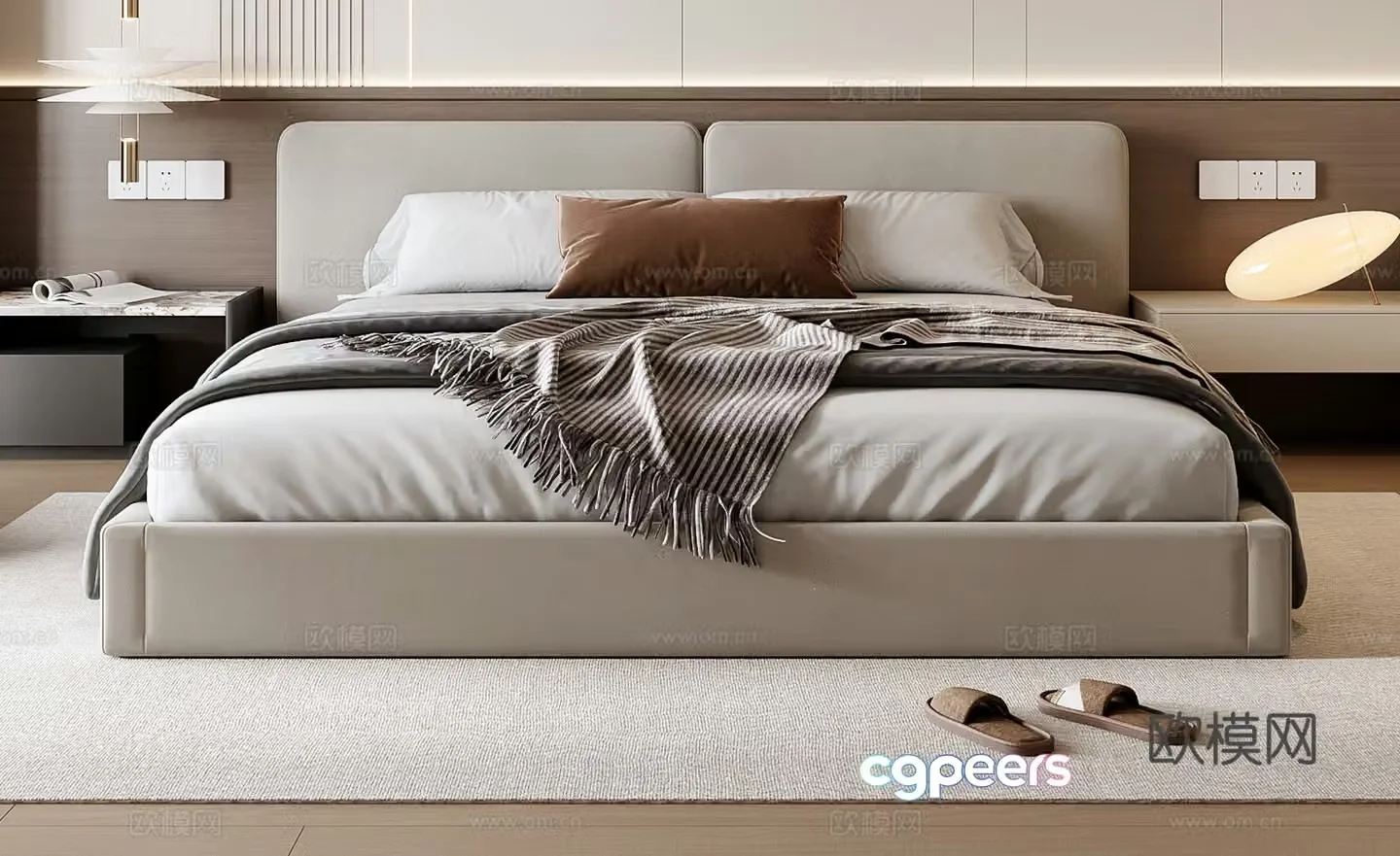Modern double bed 3d model