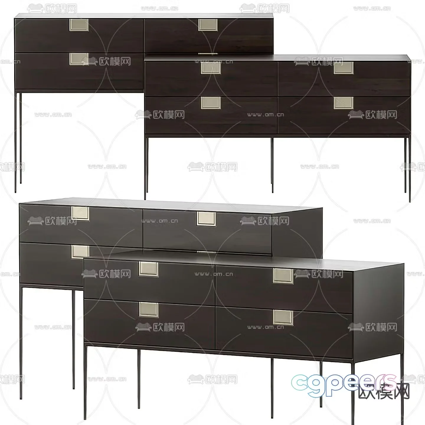 B&B italia modern wood grain entrance cabinet 3d model