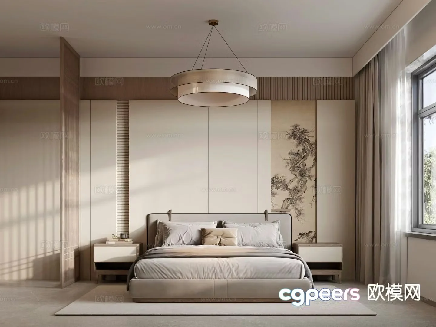 New Chinese style bedroom master bedroom 3d model