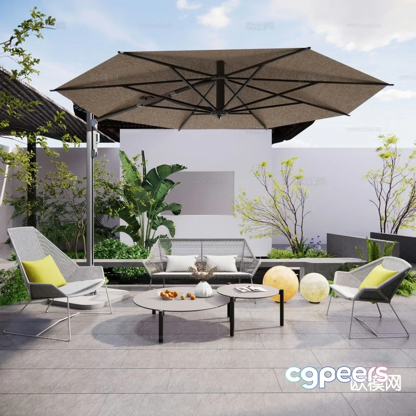 Modern outdoor tables and chairs camping tables and chairs parasol 3D model