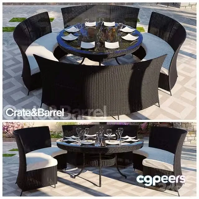 3ds Max Free – RATTAN DINING TABLE SET