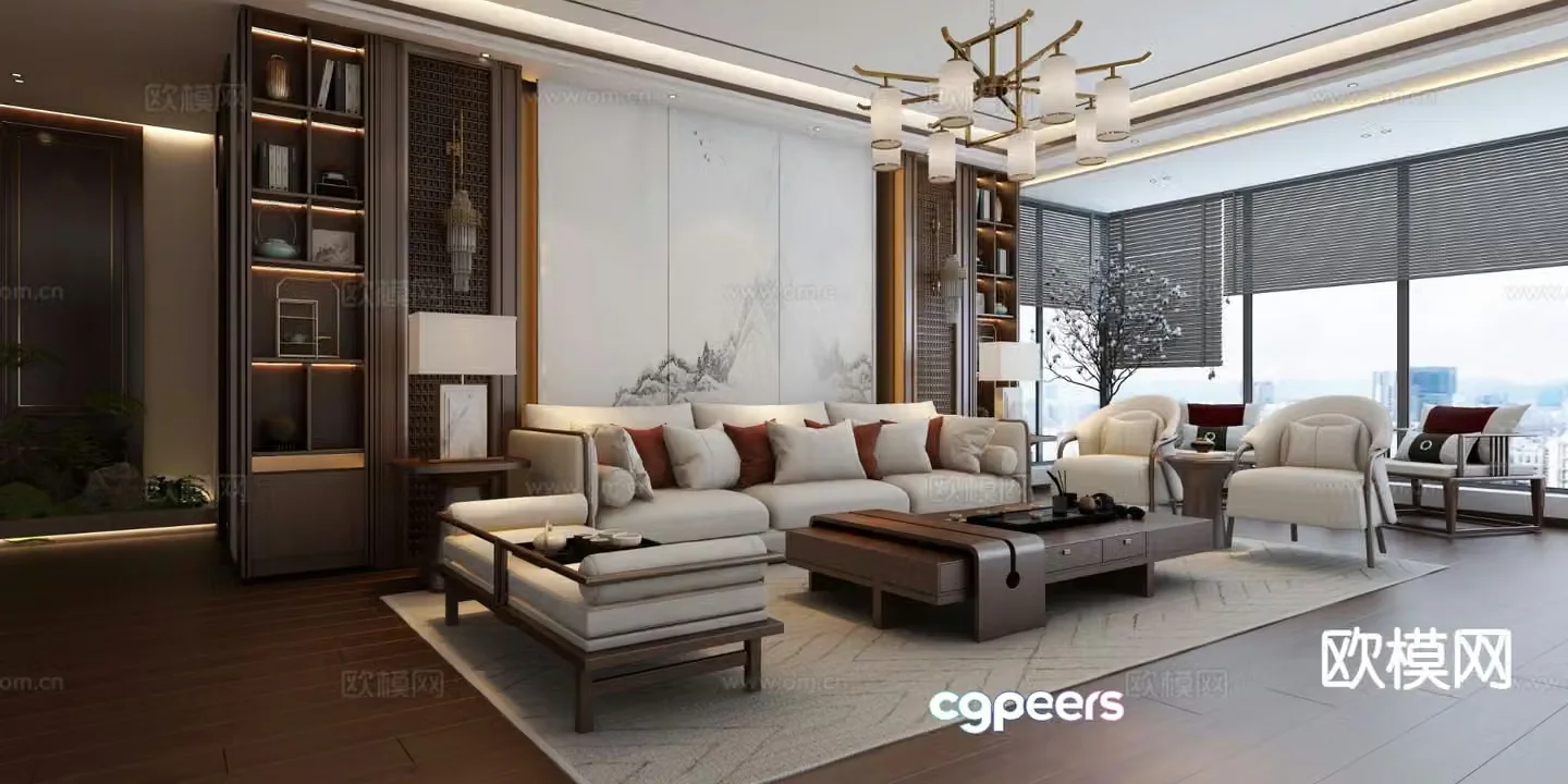 New Chinese style living room 3d model