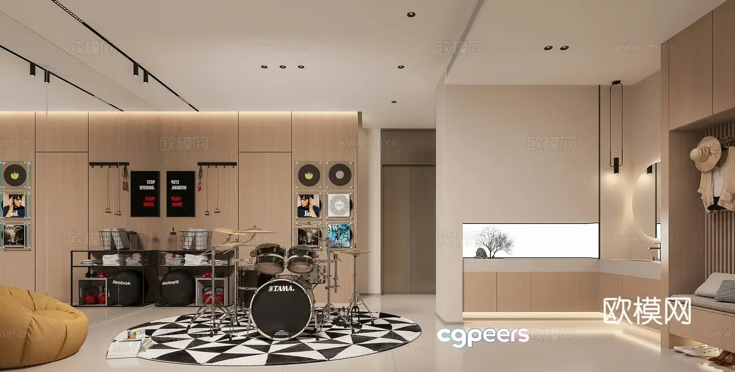 Modern leisure and entertainment room 3d model
