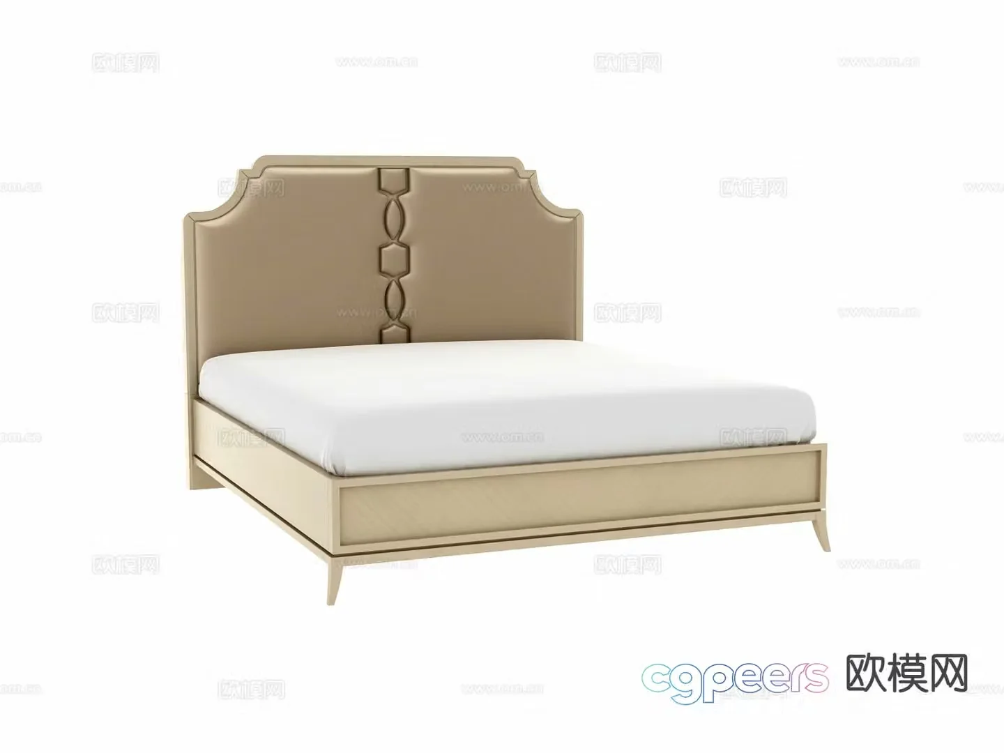 French double bed 3d model