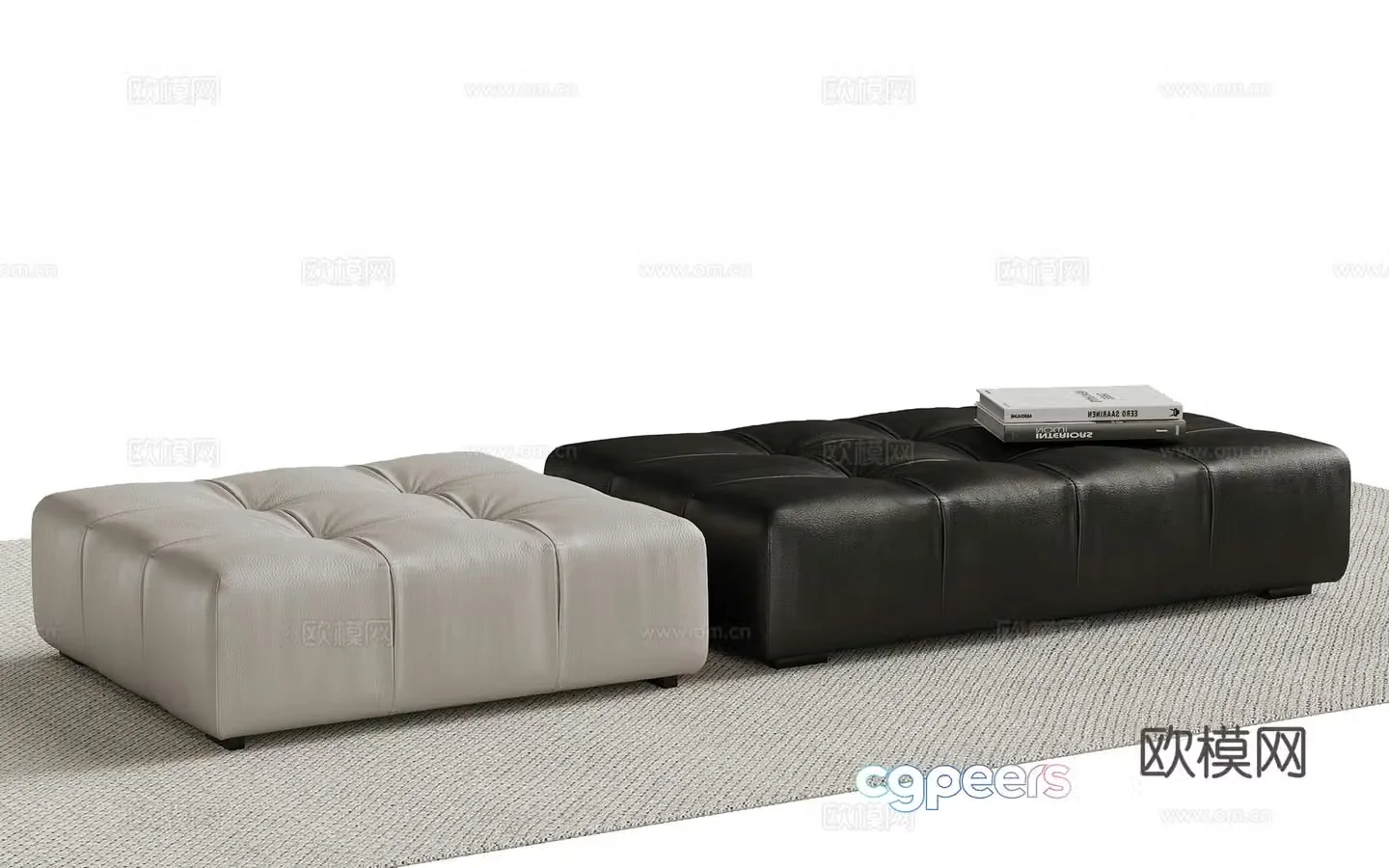 Shoe change stool Italian leather shoe change stool bed tail stool 3D model
