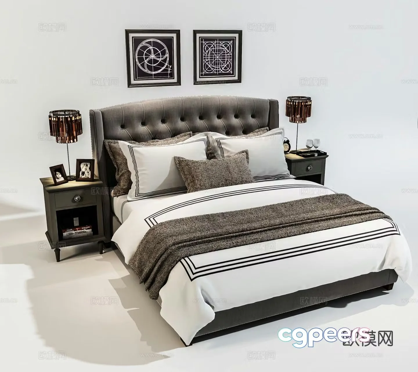 Modern double bed 3d model
