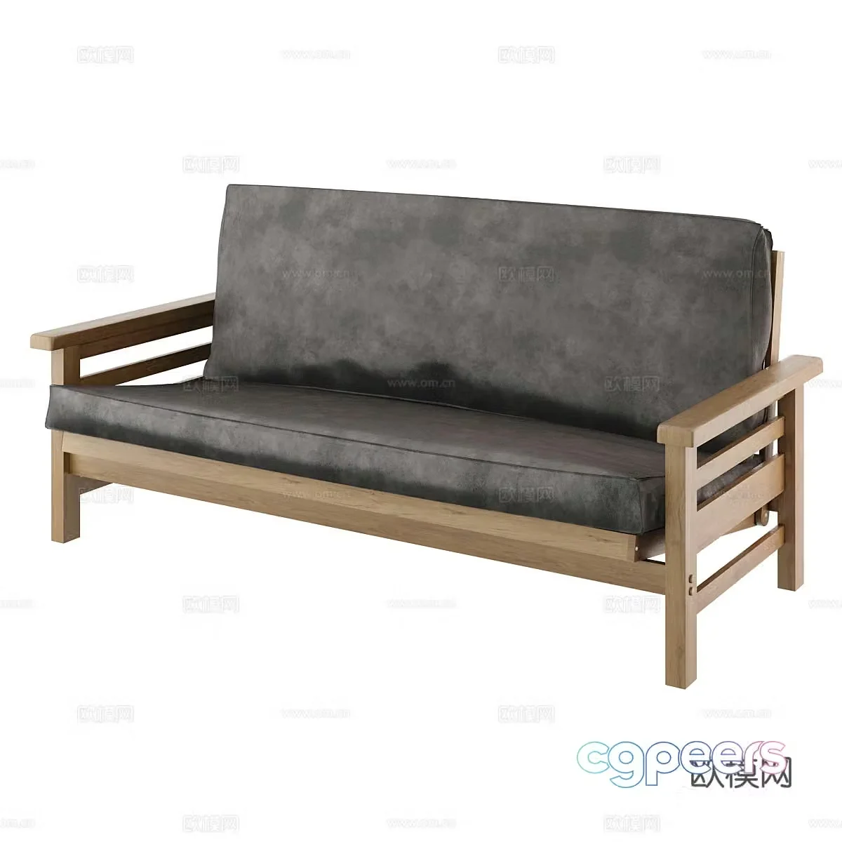 Double sofa leather sofa 3d model