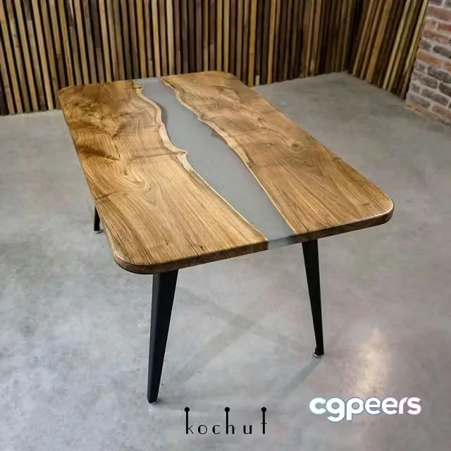 3ds Max Free – Screaming fog – living table made of wood and epoxy resin (metal legs)