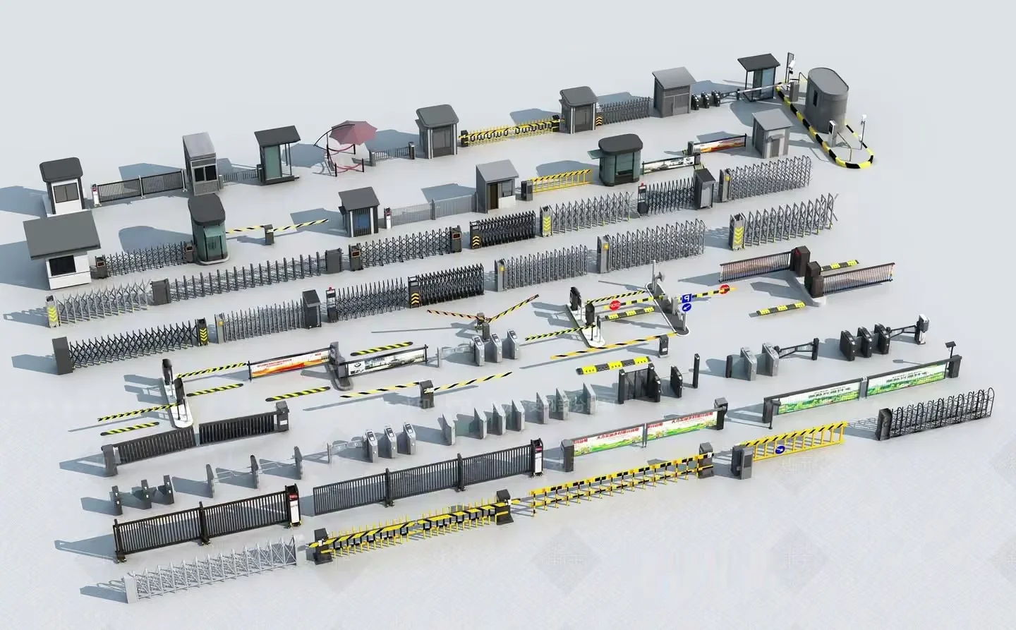 A Collection Of Turnstiles 3D Model – 14117 – VRAY Render