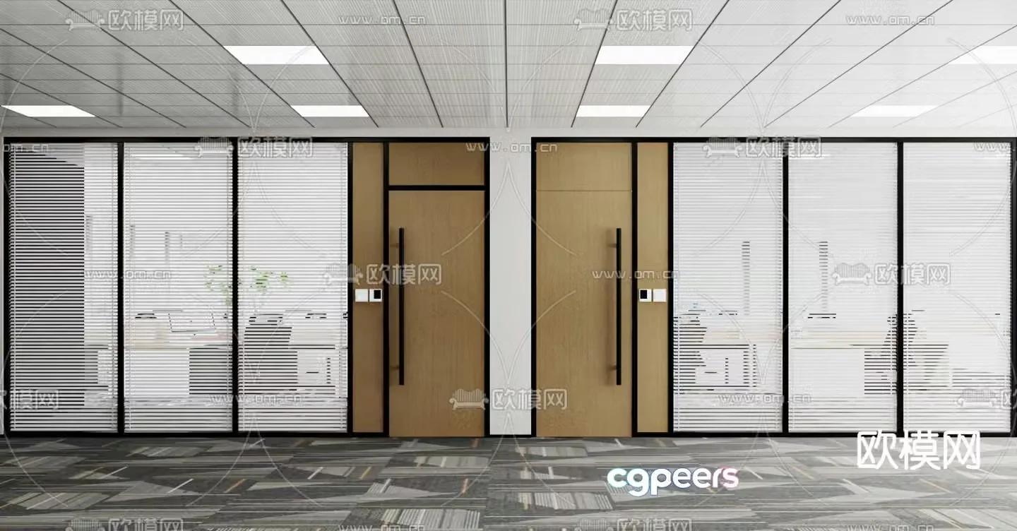 Modern office partition glass partition 3d model