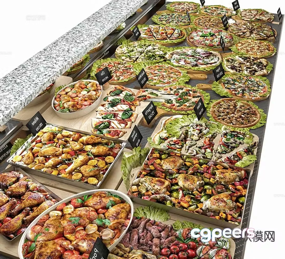 Modern food pizza 3d model