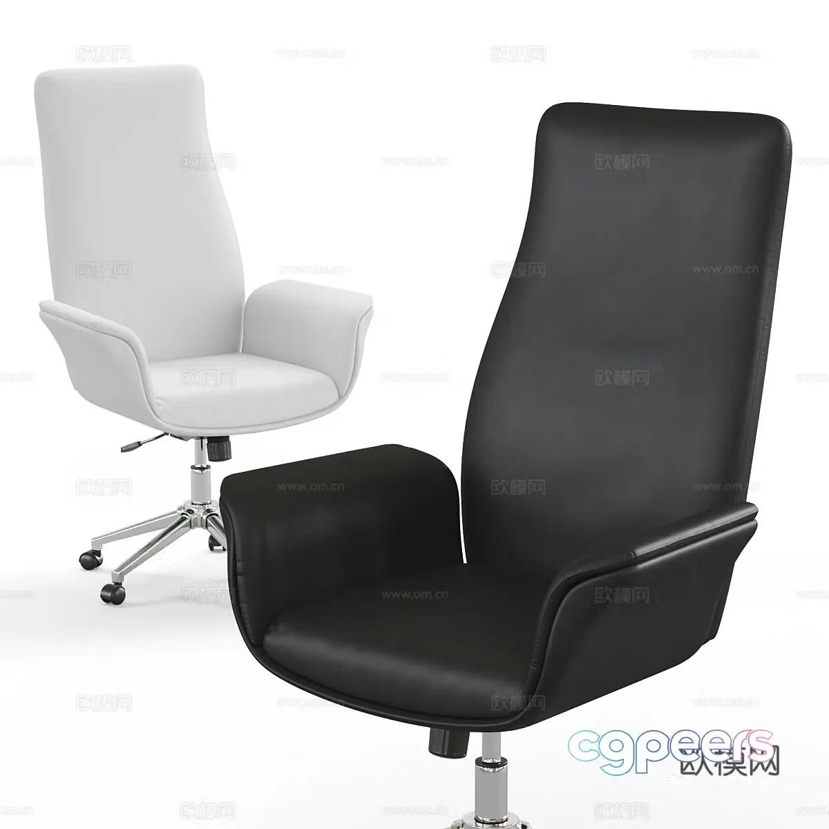 Modern high back leather office chair 3d model