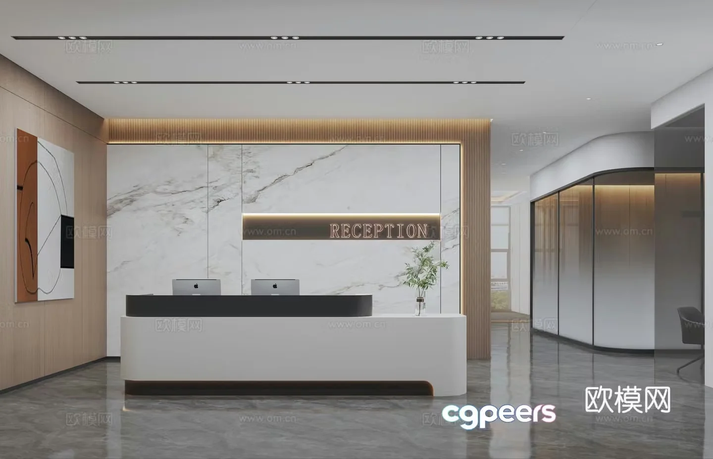 Modern company front desk 3D model