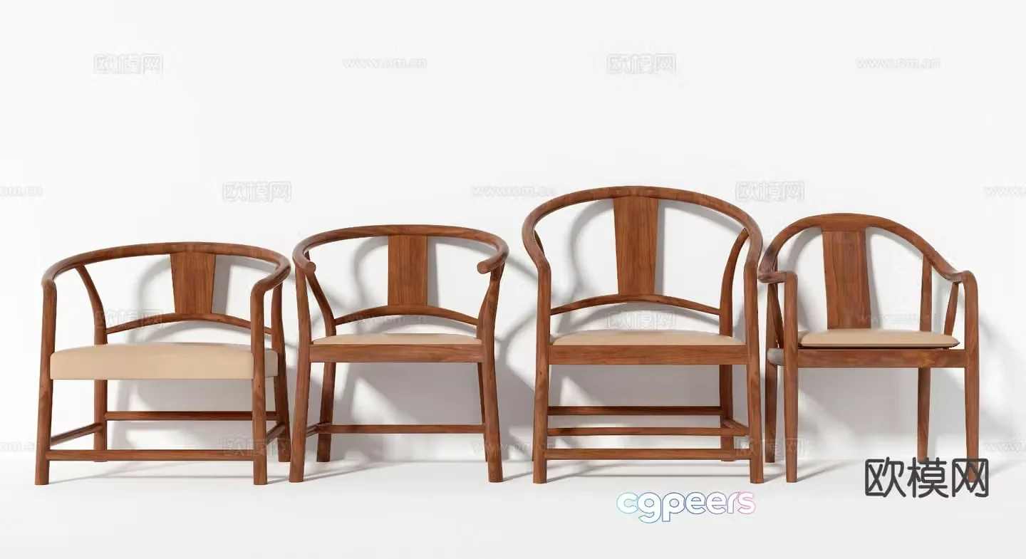Nordic leisure chair solid wood chair arm chair 3d model
