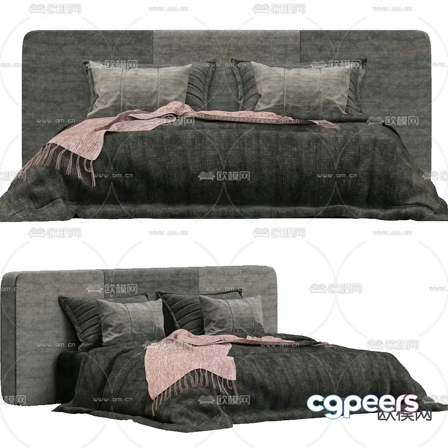 Modern double bed 3d model