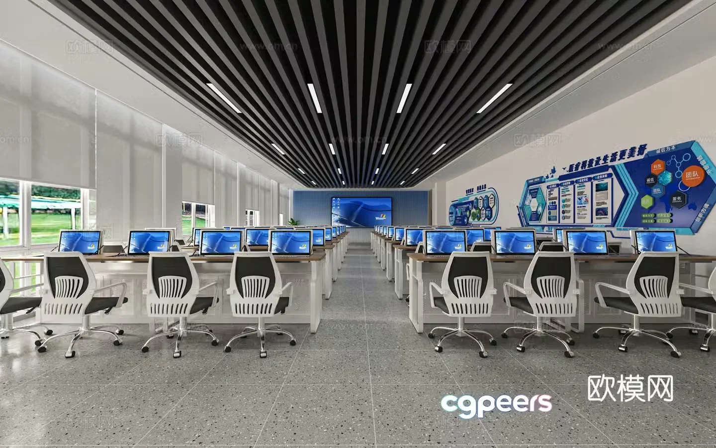 Modern computer room computer classroom 3D model