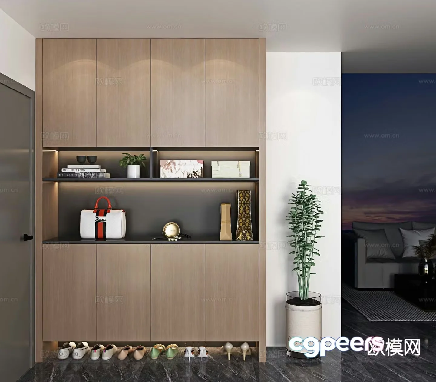 Italian style entrance shoe cabinet 3D model
