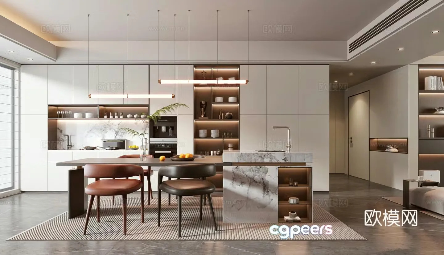 Modern light luxury restaurant 3D model