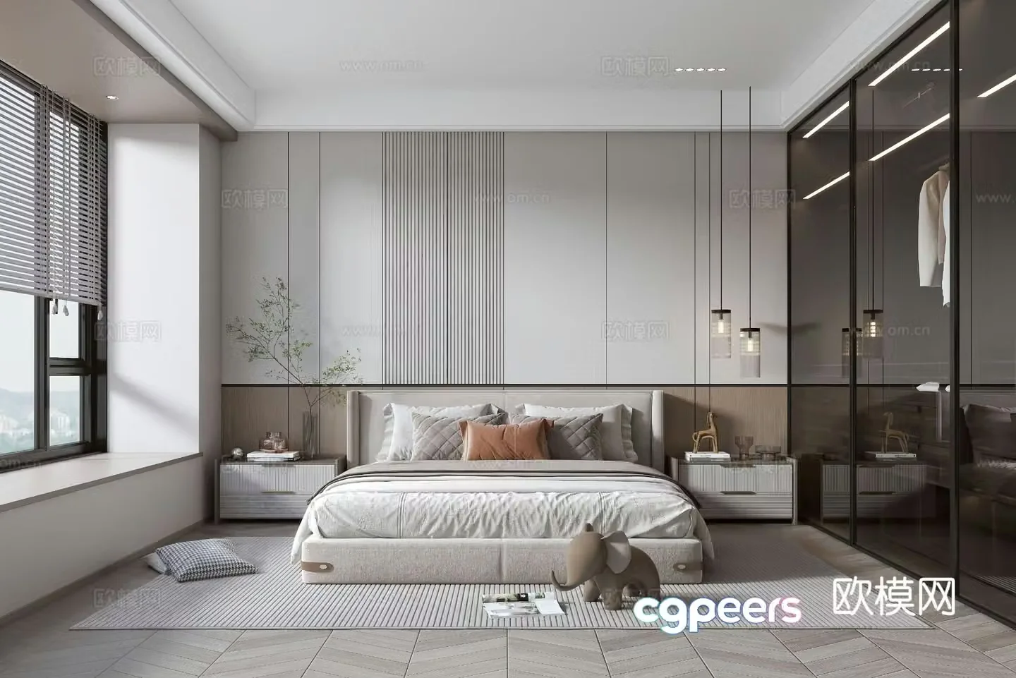 Modern bedroom Modern double bed 3d model