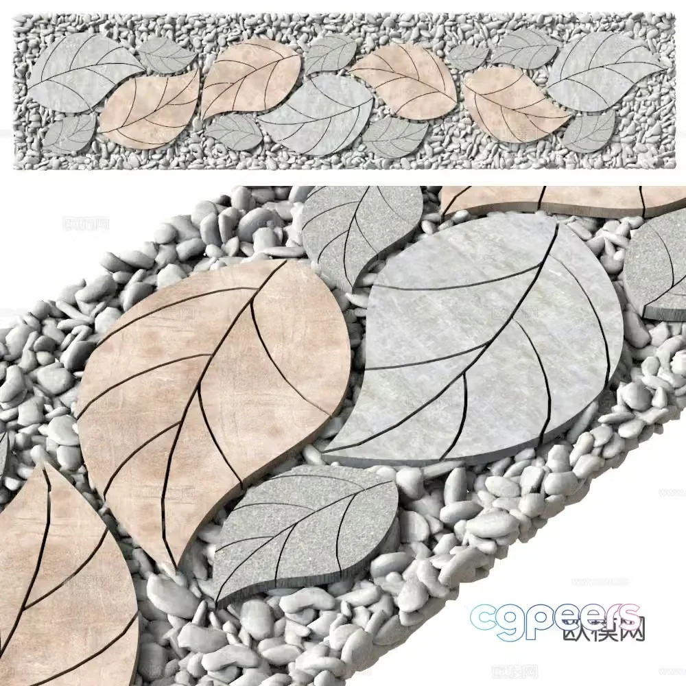 Cobblestone road stone pavement landscape path stone paving road outdoor path 3d model