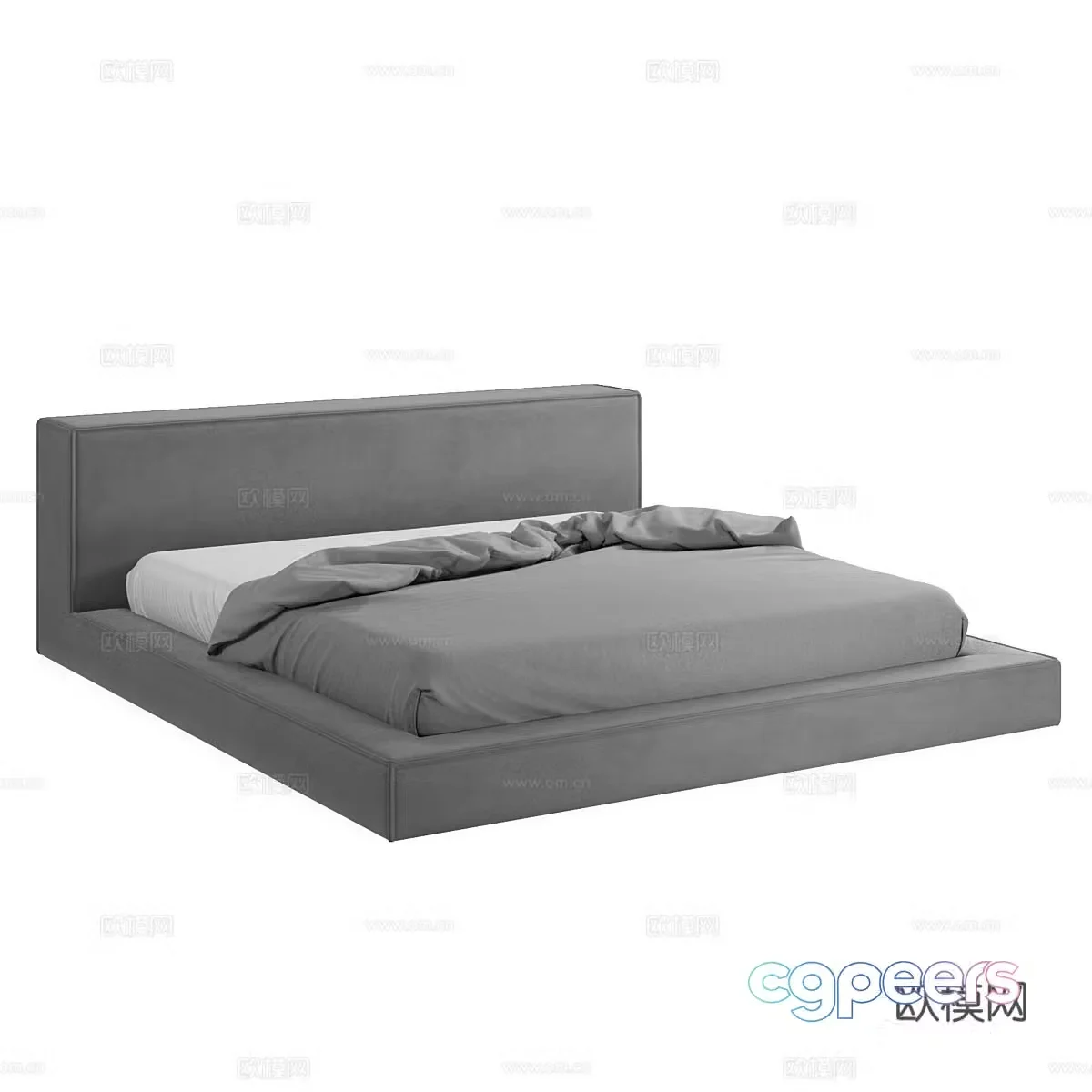 Modern simple double bed Double bed Simple bed Bedroom bed Pillow 3D model